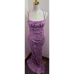Windsor Lavender Formal Glitter Sequin Mermaid Dress Size Small NWT Long Strappy